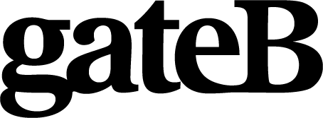 Gate B logo with uppercase letters in a modern sans-serif font.